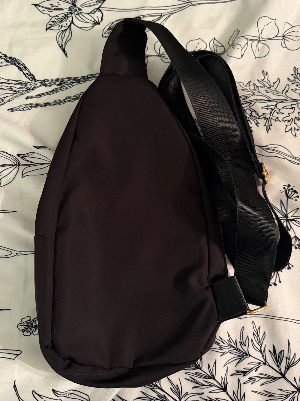 Amazon Black Quilted Crossbody Sling Bag with Gold Zippers